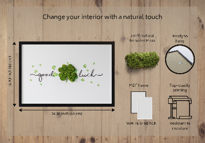 Quadro de musgo Inscrição de trevo de boa sorte