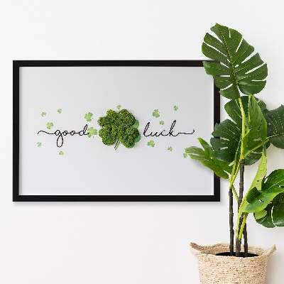 Quadro de musgo Inscrição de trevo de boa sorte