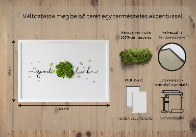 Quadro de musgo Inscrição de trevo de boa sorte