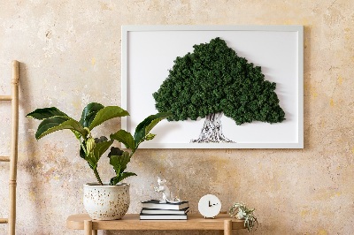 Quadro com musgo Árvore com raízes em um fundo branco
