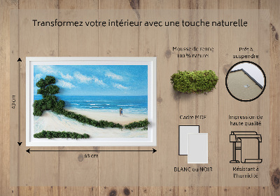 Quadro de musgo natural Amantes na praia