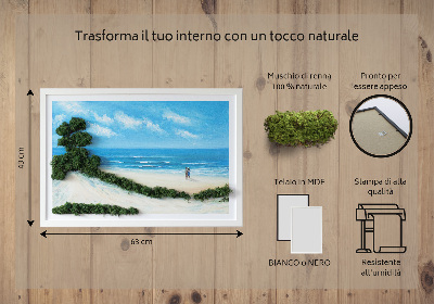 Quadro de musgo natural Amantes na praia