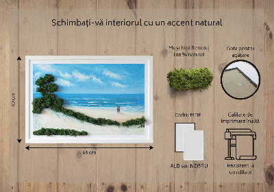 Quadro de musgo natural Amantes na praia