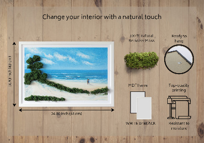Quadro de musgo natural Amantes na praia