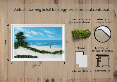 Quadro de musgo natural Amantes na praia