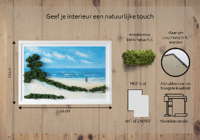Quadro de musgo natural Amantes na praia
