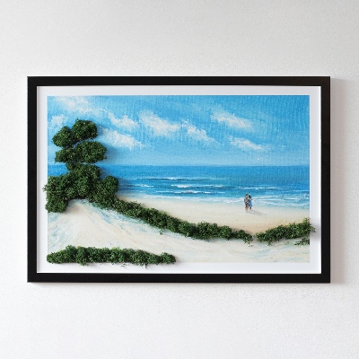 Quadro de musgo natural Amantes na praia