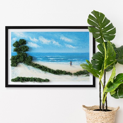 Quadro de musgo natural Amantes na praia