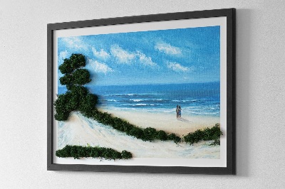 Quadro de musgo natural Amantes na praia