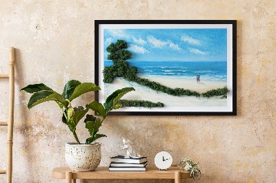 Quadro de musgo natural Amantes na praia