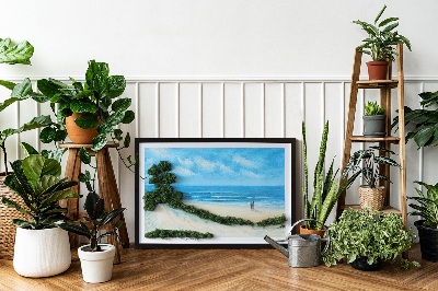 Quadro de musgo natural Amantes na praia