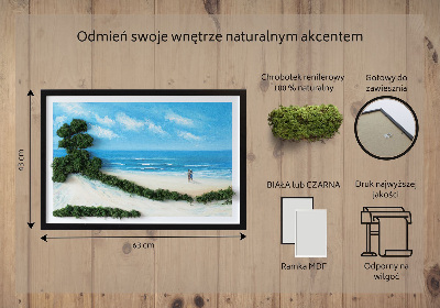 Quadro de musgo natural Amantes na praia