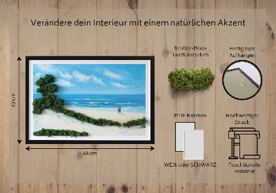 Quadro de musgo natural Amantes na praia