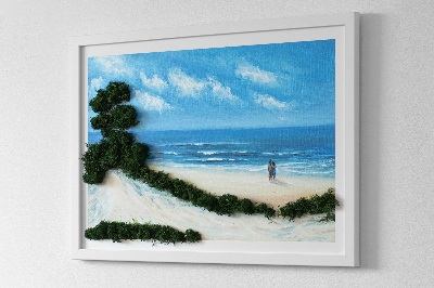 Quadro de musgo natural Amantes na praia