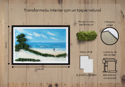 Quadro de musgo natural Amantes na praia
