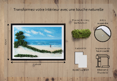 Quadro de musgo natural Amantes na praia