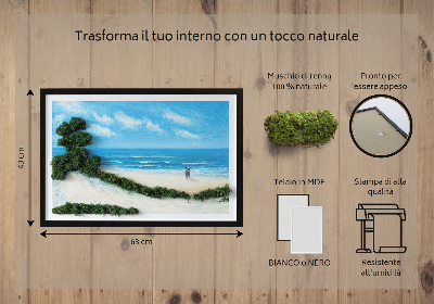 Quadro de musgo natural Amantes na praia