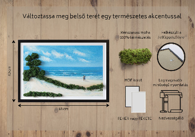 Quadro de musgo natural Amantes na praia