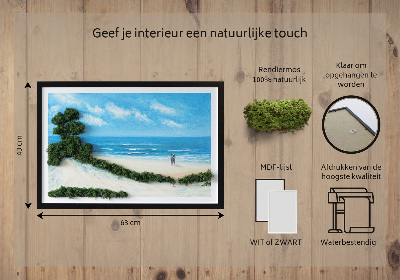 Quadro de musgo natural Amantes na praia