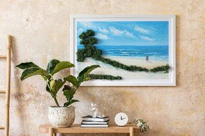 Quadro de musgo natural Amantes na praia