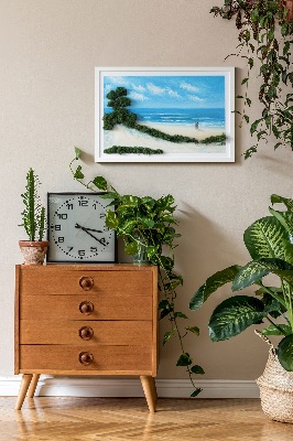 Quadro de musgo natural Amantes na praia