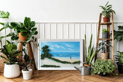 Quadro de musgo natural Amantes na praia