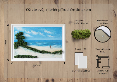 Quadro de musgo natural Amantes na praia