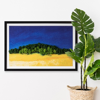 Decoração com musgo Paisagem azul e amarela