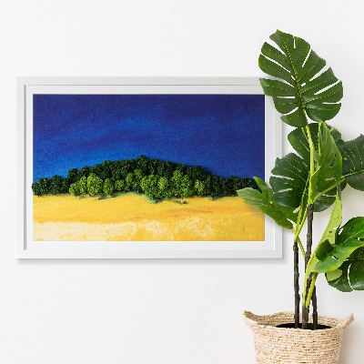 Decoração com musgo Paisagem azul e amarela