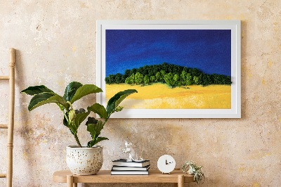 Decoração com musgo Paisagem azul e amarela