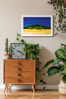 Decoração com musgo Paisagem azul e amarela