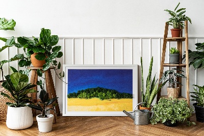Decoração com musgo Paisagem azul e amarela