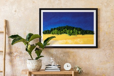 Decoração com musgo Paisagem azul e amarela