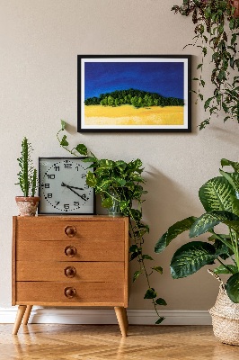 Decoração com musgo Paisagem azul e amarela