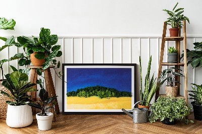 Decoração com musgo Paisagem azul e amarela