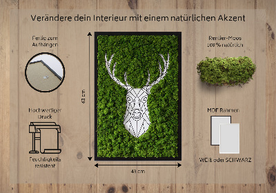 Quadro de musgo Veado geométrico