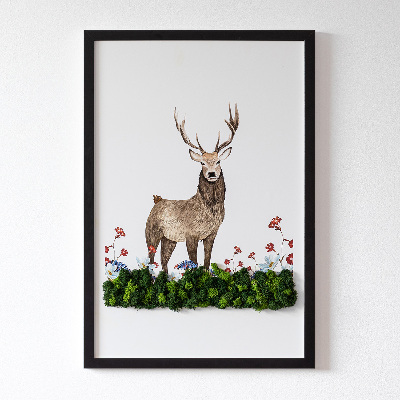 Quadro de musgo Veado entre as flores