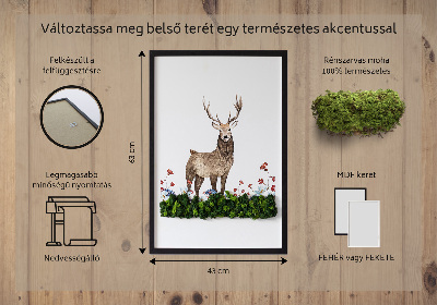 Quadro de musgo Veado entre as flores