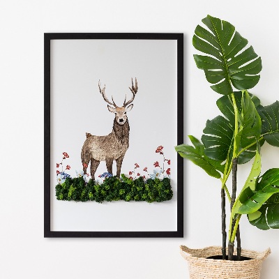 Quadro de musgo Veado entre as flores