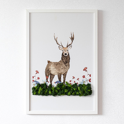 Quadro de musgo Veado entre as flores