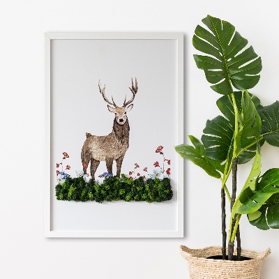 Quadro de musgo Veado entre as flores