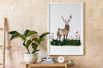 Quadro de musgo Veado entre as flores