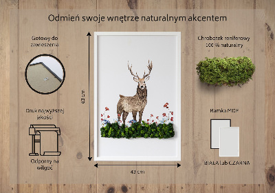 Quadro de musgo Veado entre as flores