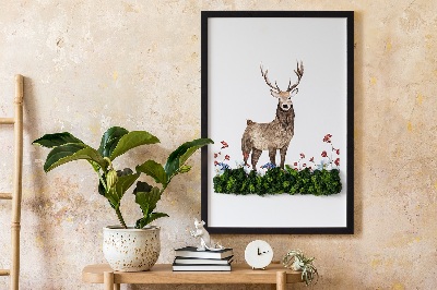 Quadro de musgo Veado entre as flores
