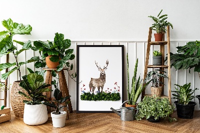 Quadro de musgo Veado entre as flores