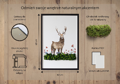 Quadro de musgo Veado entre as flores