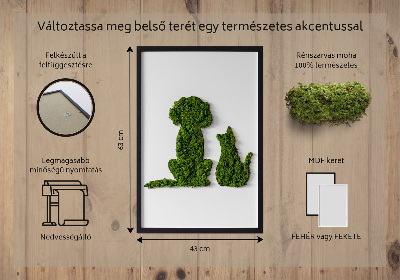 Quadro de musgo Cachorro com gato