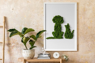 Quadro de musgo Cachorro com gato