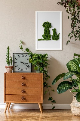 Quadro de musgo Cachorro com gato