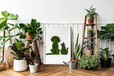 Quadro de musgo Cachorro com gato